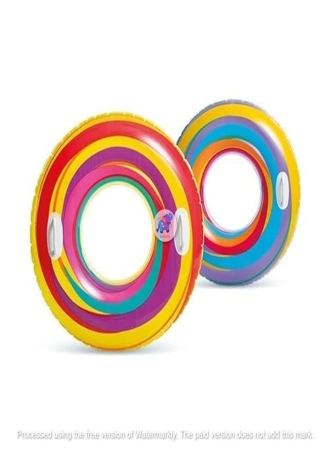 KidsZeeNie® Swirly Whirly 36IN Inflatable Swimming Rings for Summer Fun |Swim Tube for Kids 9+| Round Pool Float for Beach Party, Lake for Adult| Water Safety Floater with 2 Handles - Image 1